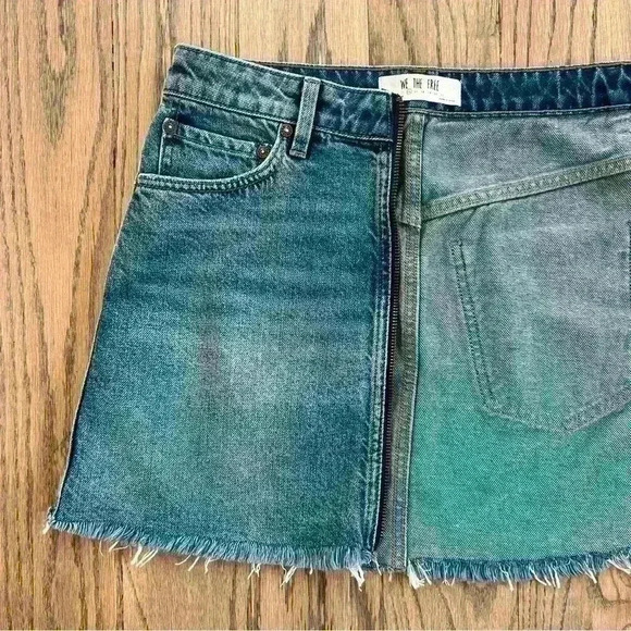 We The Free Women’s Denim Front Zip Mini Skirt Size 26 - Picture 10 of 14